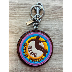 Coach Keychain Leather Silver Hardware Multi-color
